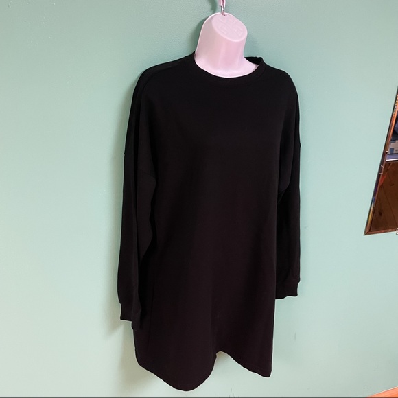 Missguided Black Ribbed Crewneck Sweatshirt Dress Womens Size 6 - Picture 4 of 9